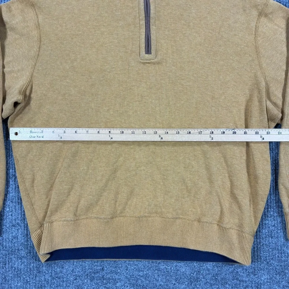 Cremieux Quarter Zip Sweater Mens Size XL Tan Elbow Patch Mock Neck Pullover